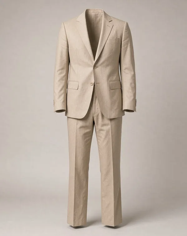 Men’s two-piece suit in beige linen